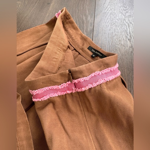 Tara Jarmon Linen/Cotton mini skirt with pink ribbon trim - Picture 6 of 6